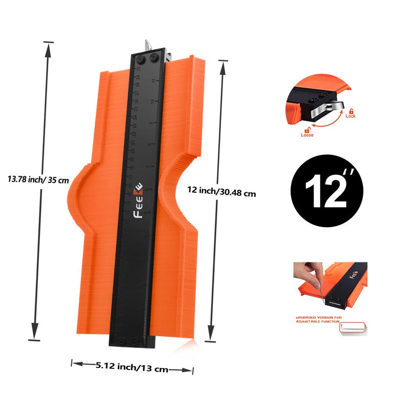 Feeke Contour Gauge (12 Inch) with Lock Profile Tool  Super Contour Duplicator Men Gifts Woodworking Tools Carpenter Tools Construction Scribe Tools for Men  Gifts for Men Dad Husband - Image 5